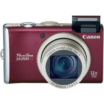 Canon PowerShot SX200 IS Digital Camera (Red) with Basic Accessory Kit