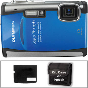 Olympus Stylus Tough-6000 Digital Camera with Basic Accessory Kit (Blue)