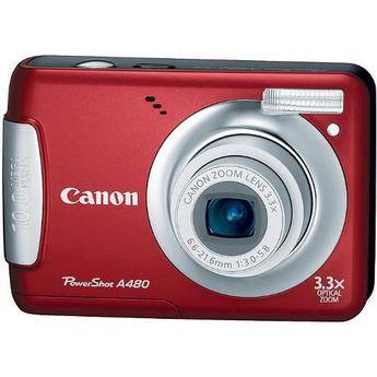 Canon PowerShot A480 Digital Camera (Red) with Deluxe Accessory Kit