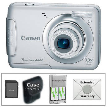 Canon PowerShot A480 Digital Camera (Silver) with Deluxe Accessory Kit