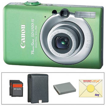 Canon PowerShot SD1200 IS Digital Camera with Deluxe Accessory Kit  (Green)