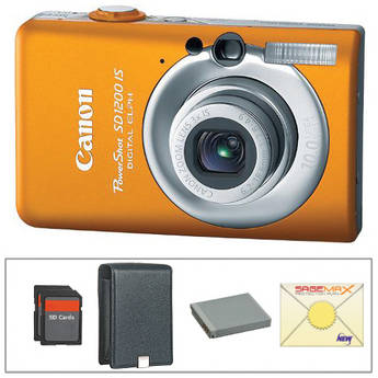 Canon PowerShot SD1200 IS Digital Camera with Deluxe Accessory Kit  (Orange)