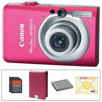 Canon PowerShot SD1200 IS Digital Camera with Deluxe Accessory Kit  (Pink)