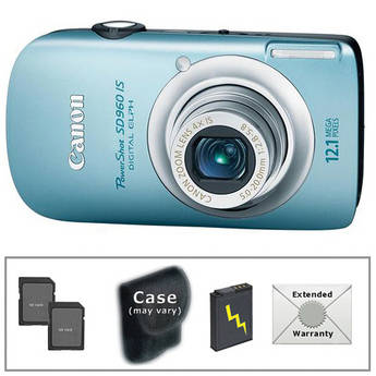 Canon PowerShot SD960 IS Digital Camera (Blue) with Deluxe Accessory Kit