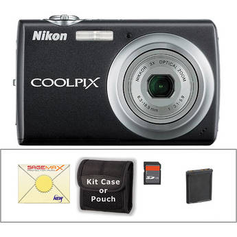 Nikon Coolpix S220 Digital Camera with Deluxe Accessory Kit (Jet Black)