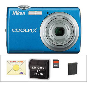 Nikon Coolpix S220 Digital Camera with Deluxe Accessory Kit (Cobalt Blue)