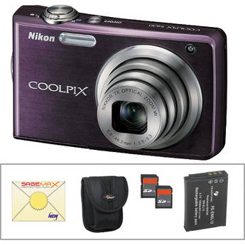 Nikon Coolpix S630 Digital Camera with Deluxe Accessory Kit (Royal Purple)