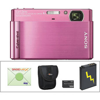 Sony DSC-T90 Cyber-shot Digital Camera with Deluxe Accessory Kit (Pink)