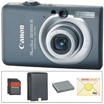 Canon PowerShot SD1200 IS Digital Camera with Deluxe Accessory Kit  (Dark Grey)
