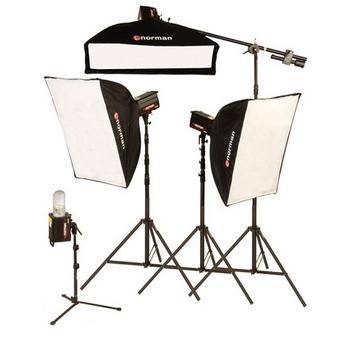Norman 4 "R" Monolight, 3 Softbox Studio Boom Kit (120VAC)