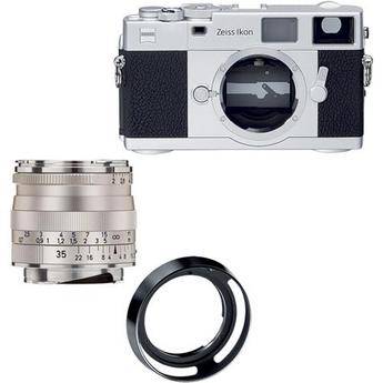 Zeiss Ikon Rangefinder Film Camera, 35mm f/2 Biogon T* ZM Lens Bundle (Silver)