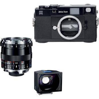 Zeiss Ikon Rangefinder Film Camera, 25mm f/2.8 Biogon T* ZM Lens, 25mm ZI Viewfinder Bundle (Black)