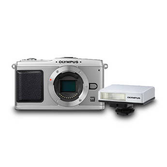 Olympus E-P1 PEN Digital Camera Body w/ FL-14 Flash (Silver & Black)