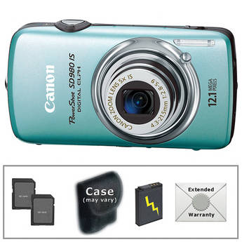 Canon PowerShot SD980 IS Digital Camera With Deluxe Accessory Kit (Blue)