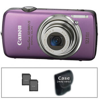 Canon PowerShot SD980 IS Digital Camera with Basic Accessory Kit (Purple)