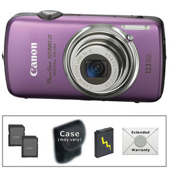 Canon PowerShot SD980 IS Digital Camera With Deluxe Accessory Kit (Purple)
