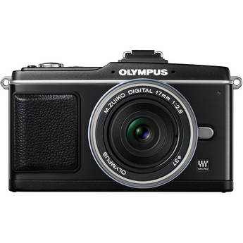 Olympus E-P2 Pen Digital Camera (Black) w/ M.Zuiko Digital 17mm f/2.8 Lens (Silver)