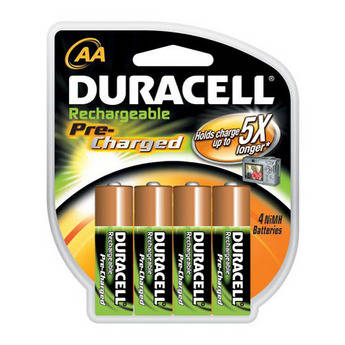 Duracell AA NiMH Pre-Charged Rechargeable Batteries (2000mAh, 4 Pack)