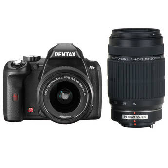 Pentax K-r Digital SLR Camera with 18-55mm F3.5-5.6 DA-L and 55-300mm DA-L Zoom Lenses (Black)