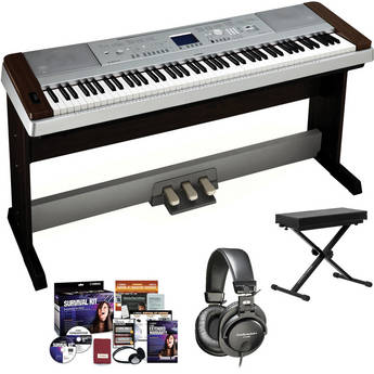 Yamaha DGX-640 Portable Grand Piano Complete Bundle (Walnut)