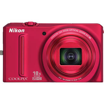 Nikon Coolpix S9100 Digital Camera (Red)