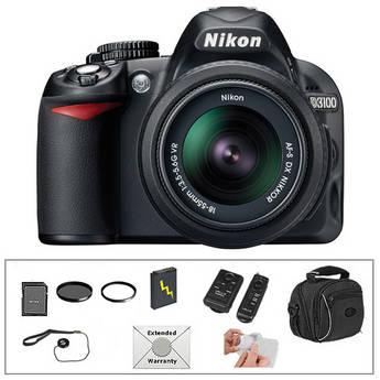 Nikon D3100 Digital SLR Camera with 18-55mm VR Lens and Deluxe Accessory Kit