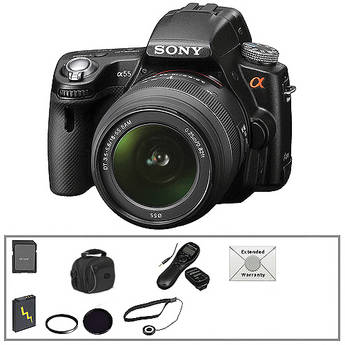 Sony Alpha SLT-A55 DSLR Digital Camera w/18-55mm Lens & Deluxe Accessory Kit