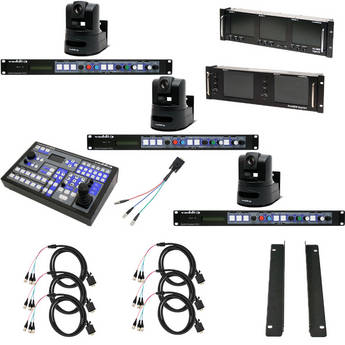 Vaddio WallVIEW HD-18 PTZ Camera Trio with Monitors and Controller/Switcher Kit