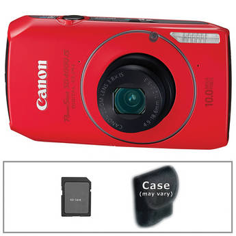 Canon PowerShot SD4000 Digital ELPH Camera w/Basic Accessory Kit (Red)