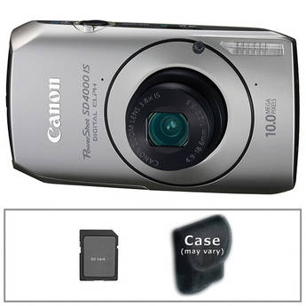 Canon PowerShot SD4000 Digital ELPH Camera w/Deluxe Accessory Kit (Silver)