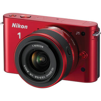 Nikon 1 J1 Mirrorless Digital Camera with 10-30mm VR Zoom Lens (Red)
