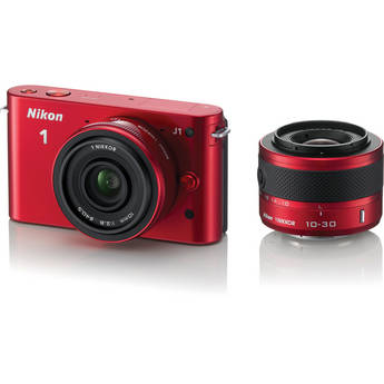 Nikon 1 J1 10.1MP HD Digital Camera System with 10mm WA/10-30mm Zoom Lens - Red or Silver