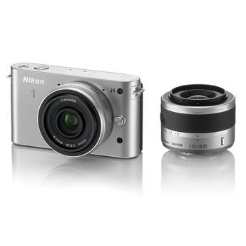 Nikon 1 J1 Mirrorless Digital Camera with 10mm WA/10-30mm Zoom Lens (Silver)