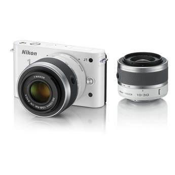 Nikon 1 J1 Mirrorless Digital Camera with 10-30mm / 30-110mm Lens (White)
