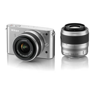 Nikon 1 J1 Mirrorless Digital Camera with 10-30mm / 30-110mm Lens (Silver)