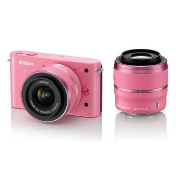 Nikon 1 J1 Mirrorless Digital Camera with 10-30mm / 30-110mm Lens (Pink)