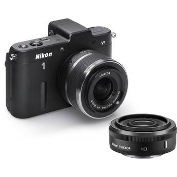 Nikon Nikon 1 V1 Mirrorless Digital Camera with 10mm and 10-30mm Lenses (Black)