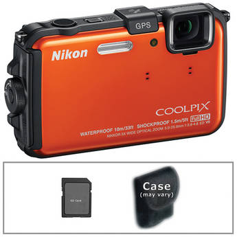 Nikon COOLPIX AW100 Waterproof Digital Camera with Basic Accessory Kit (Orange)