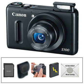 Canon PowerShot S100 Digital Camera with Deluxe Accessory Kit (Black)