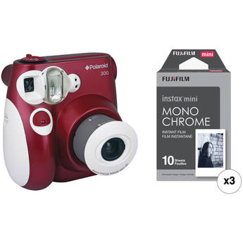 Polaroid 300 Instant Film Camera (Red) with (3 pack) Instant Film Kit
