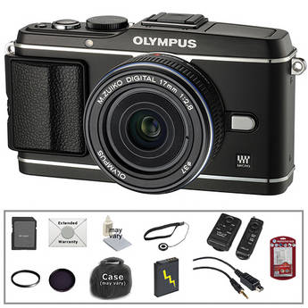 Olympus E-P3 PEN Digital Camera & 17mm Lens (Black) with Deluxe Accessory Kit