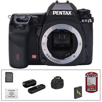 Pentax K-5 Digital SLR Camera (Body Only) (Black) with Deluxe Accessory Kit