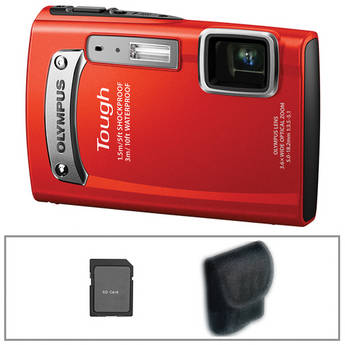 Olympus TG-320 Tough Digital Camera (Red) with Basic Accessory Kit