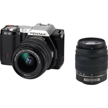 Pentax K-01 Digital Camera With 18-55mm & 50-200mm Lenses (Black)