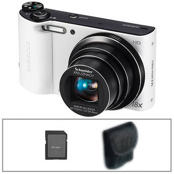 Samsung WB150F SMART Long Zoom Digital Camera with Basic Accessory Kit (White)