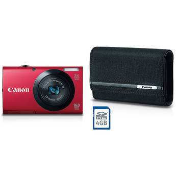 Canon PowerShot A3400 IS Digital Camera Deluxe Kit (Red)