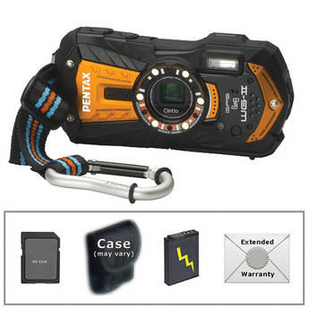 Pentax Optio WG-2 Digital Camera with GPS Deluxe Accessory Kit (Orange)