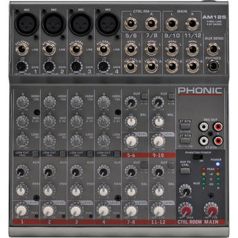 Phonic AM 125 4-Mic/Line, 4-Stereo Compact Analog Mixer