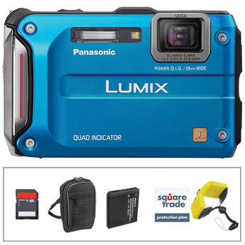 Panasonic Lumix DMC-TS4 Digital Camera (Blue) with Deluxe Accessory Kit
