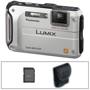 Panasonic Lumix DMC-TS4 Digital Camera (Silver) with Basic Accessory Kit